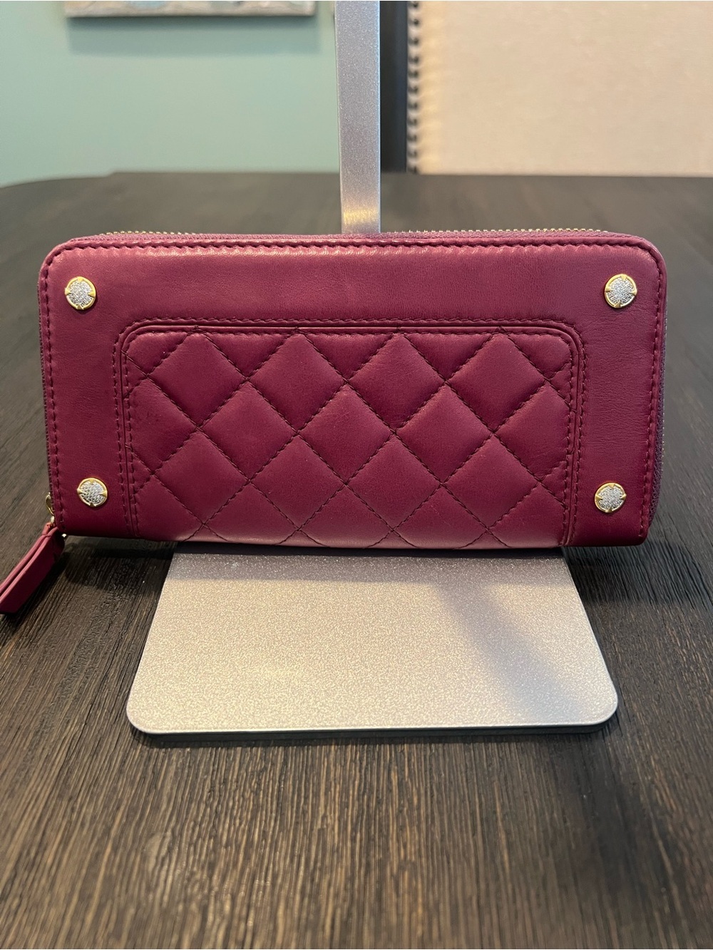 Frieda Rothman Quilted Leather Zip Around Wallet